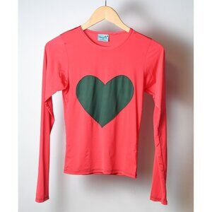 Letarte Lightweight Long Sleeve Swim Coverup Rash Guard Size M Red Pink Heart